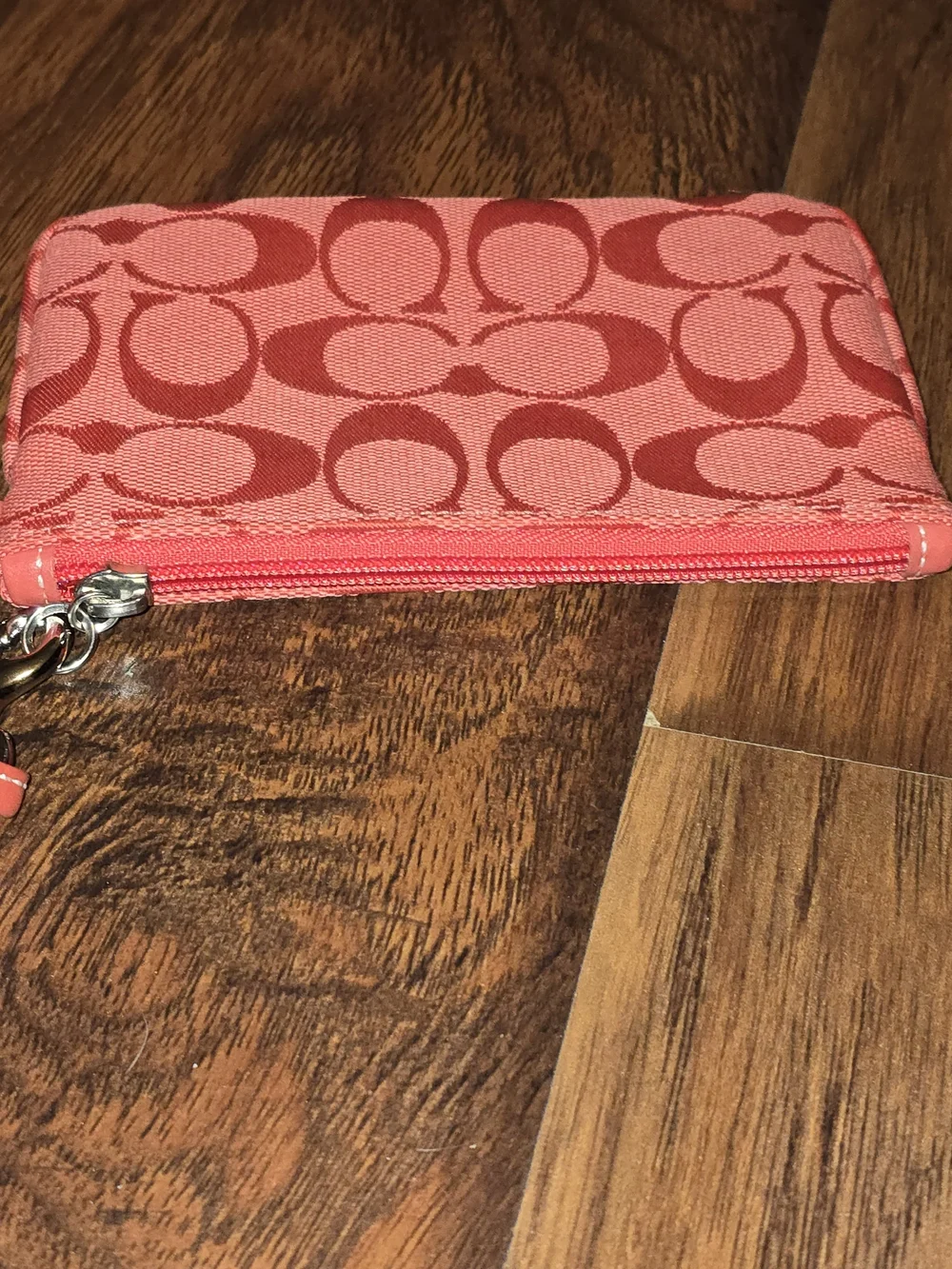 Coach Orange Signature Jacquard Wristlet